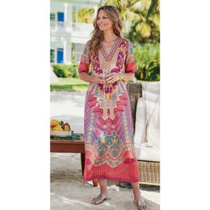 Soft Surroundings Boho Colorful Beaded Kaftan
